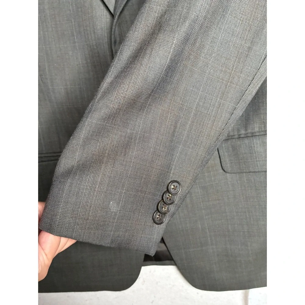 Tommy Hilfiger Mens 41R Grey Glen Plaid 100% Wool‎ 2-Button Blazer Sport Coat